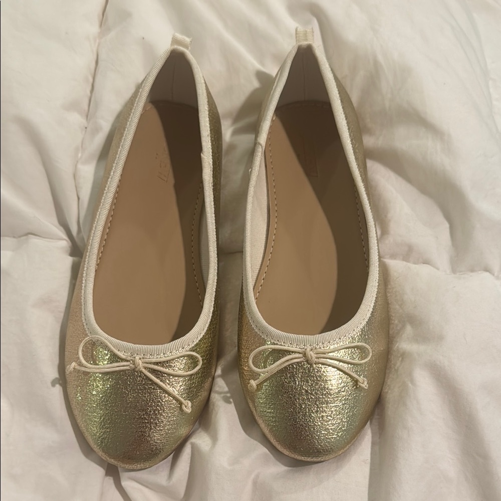 Crew cuts girls Gold Ballet Flats with Bow size 3